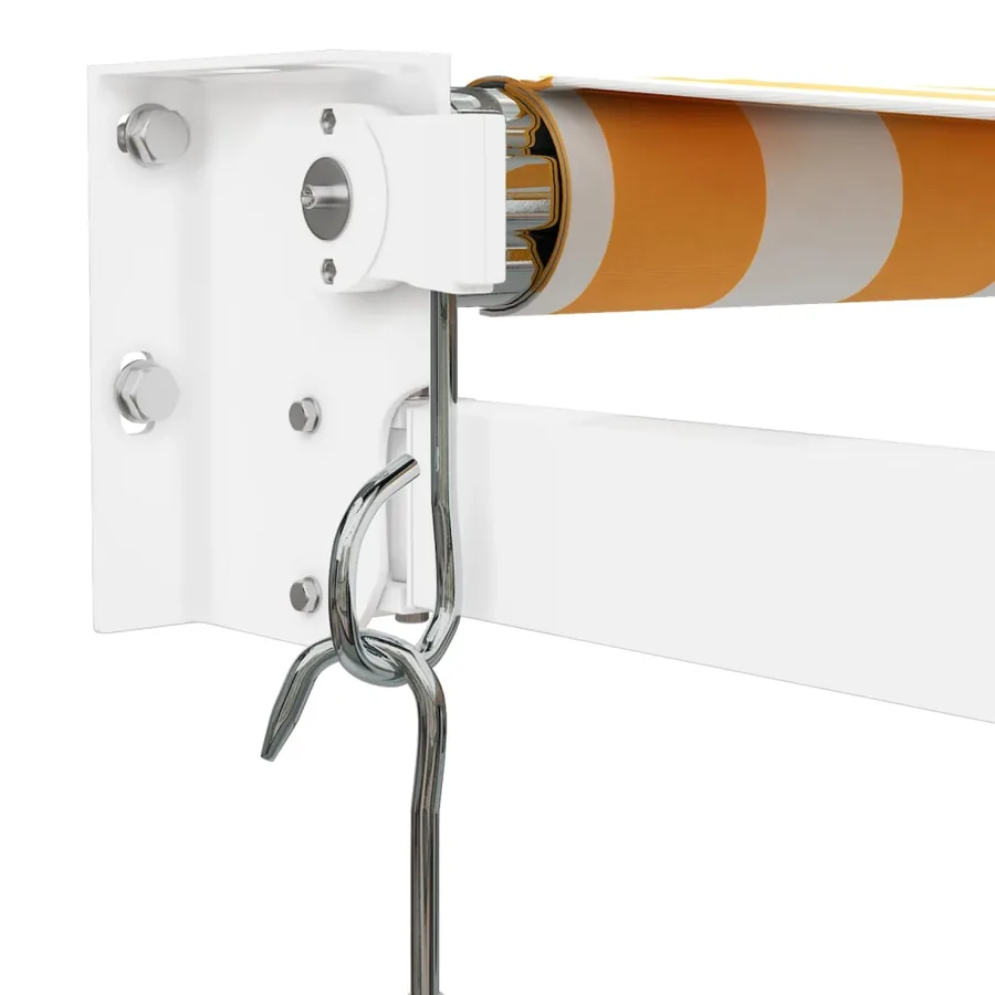 Auvent rétractable jaune et blanc 3,5x2,5 m tissu et aluminium - 7