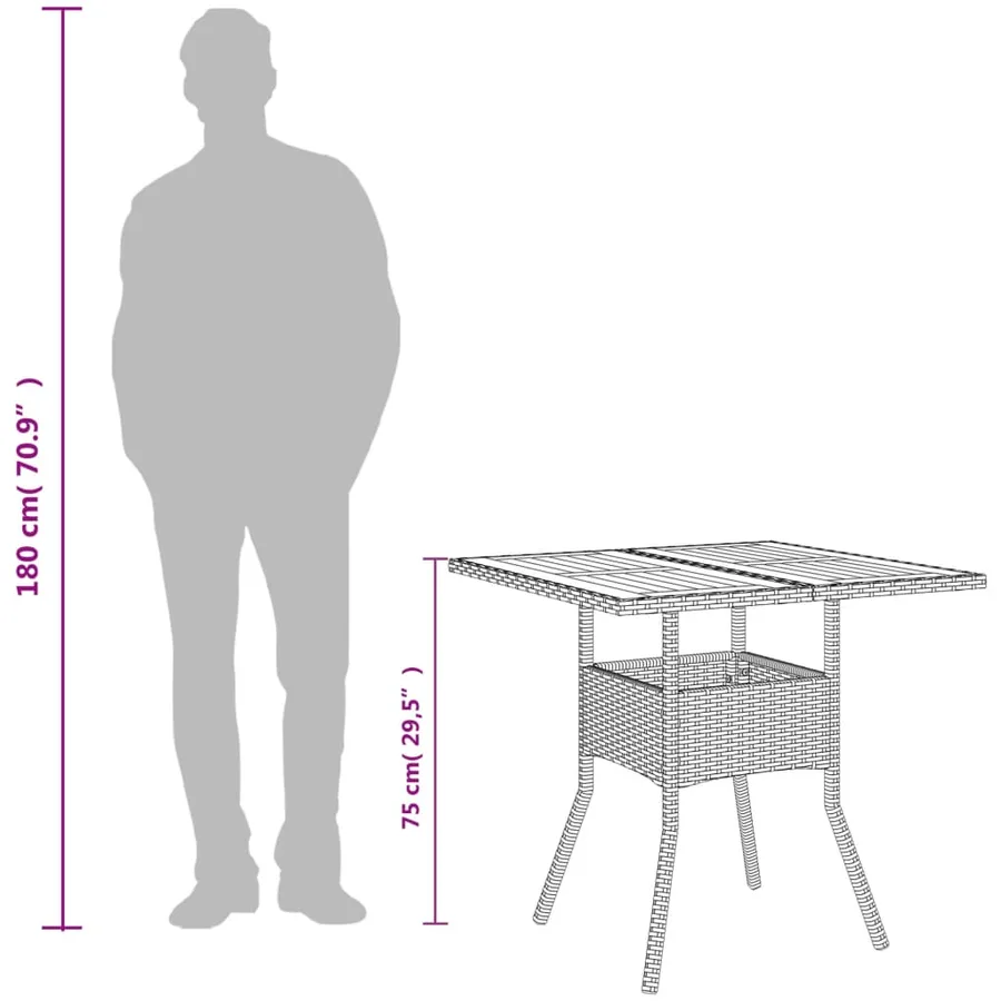 Table de jardin et dessus en bois d'acacia noir résine tressée - 10