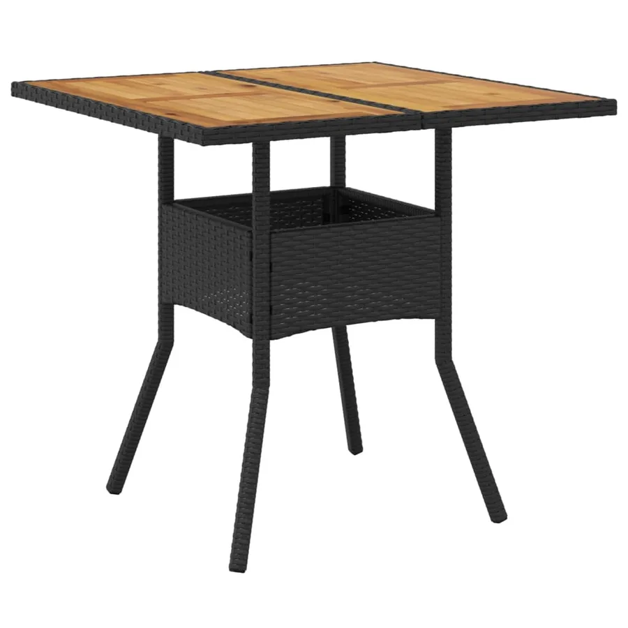 Table de jardin et dessus en bois d'acacia noir résine tressée - 2