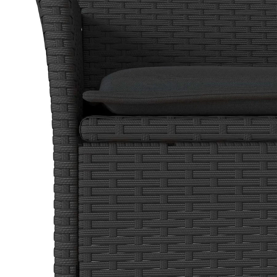 Ensemble à manger de jardin et coussins 3 pcs noir rotin verre - 5