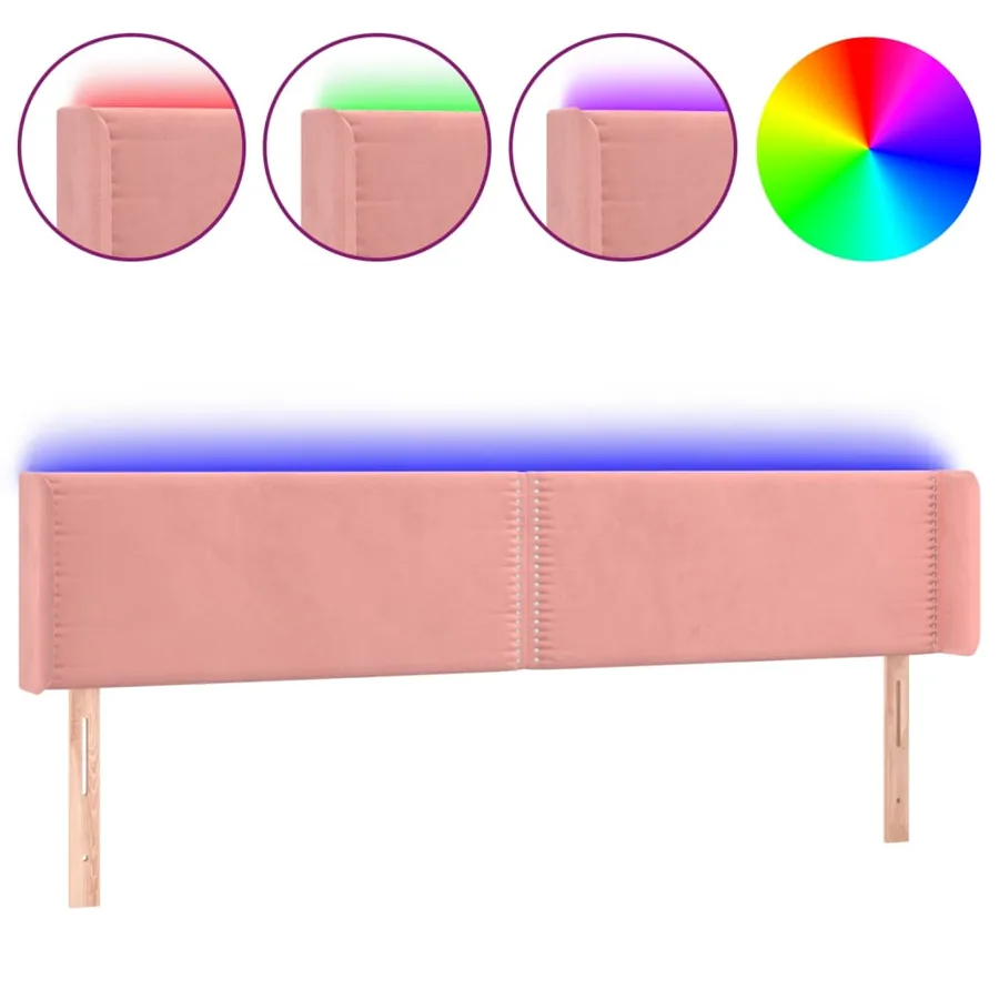 Tête de lit à LED Rose 203x16x78/88 cm Velours - 2