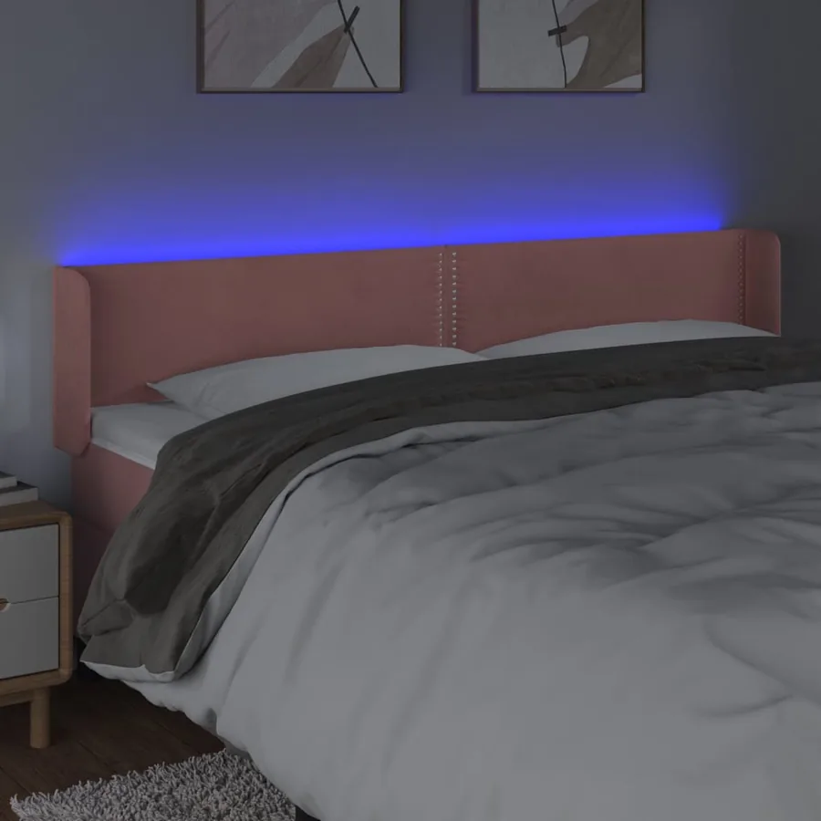 Tête de lit à LED Rose 203x16x78/88 cm Velours - 4