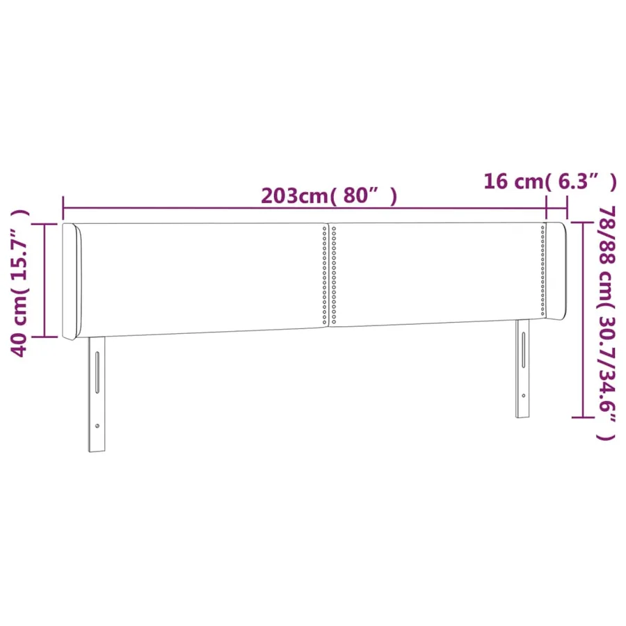 Tête de lit à LED Rose 203x16x78/88 cm Velours - 6