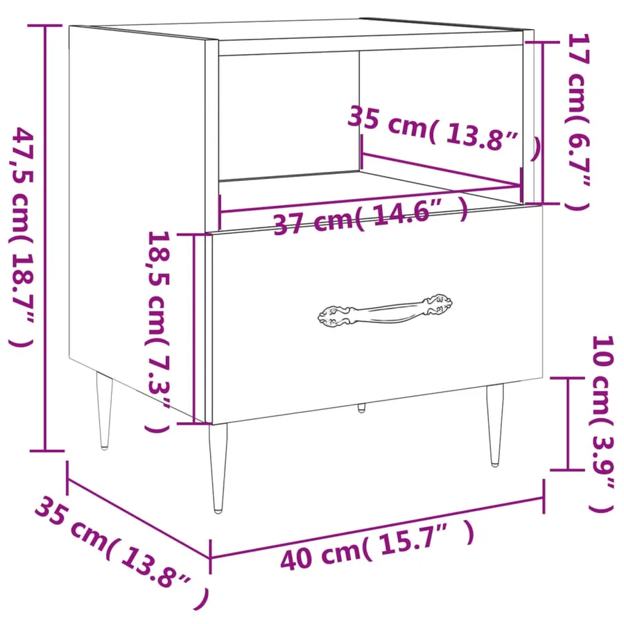 Tables de chevet 2 pcs chêne sonoma 40x35x47,5 cm - 13