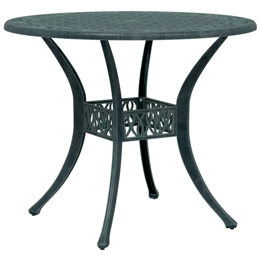 Table de jardin vert Ø90x75 cm aluminium coulé - 2