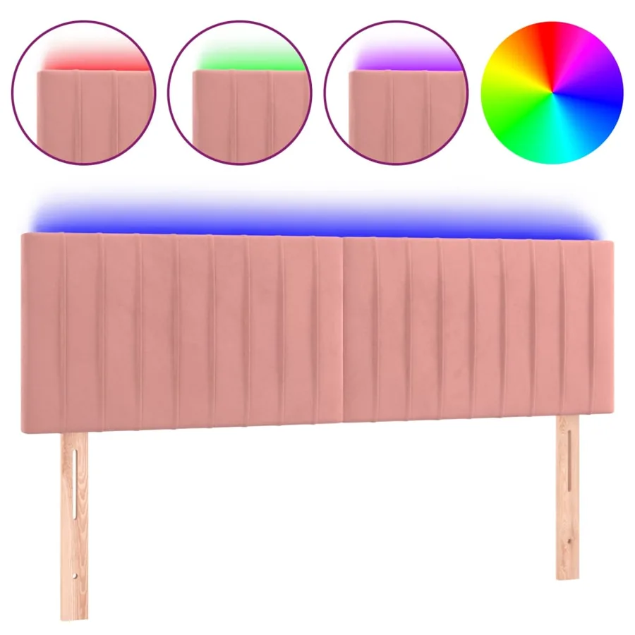 Tête de lit à LED Rose 144x5x78/88 cm Velours - 2