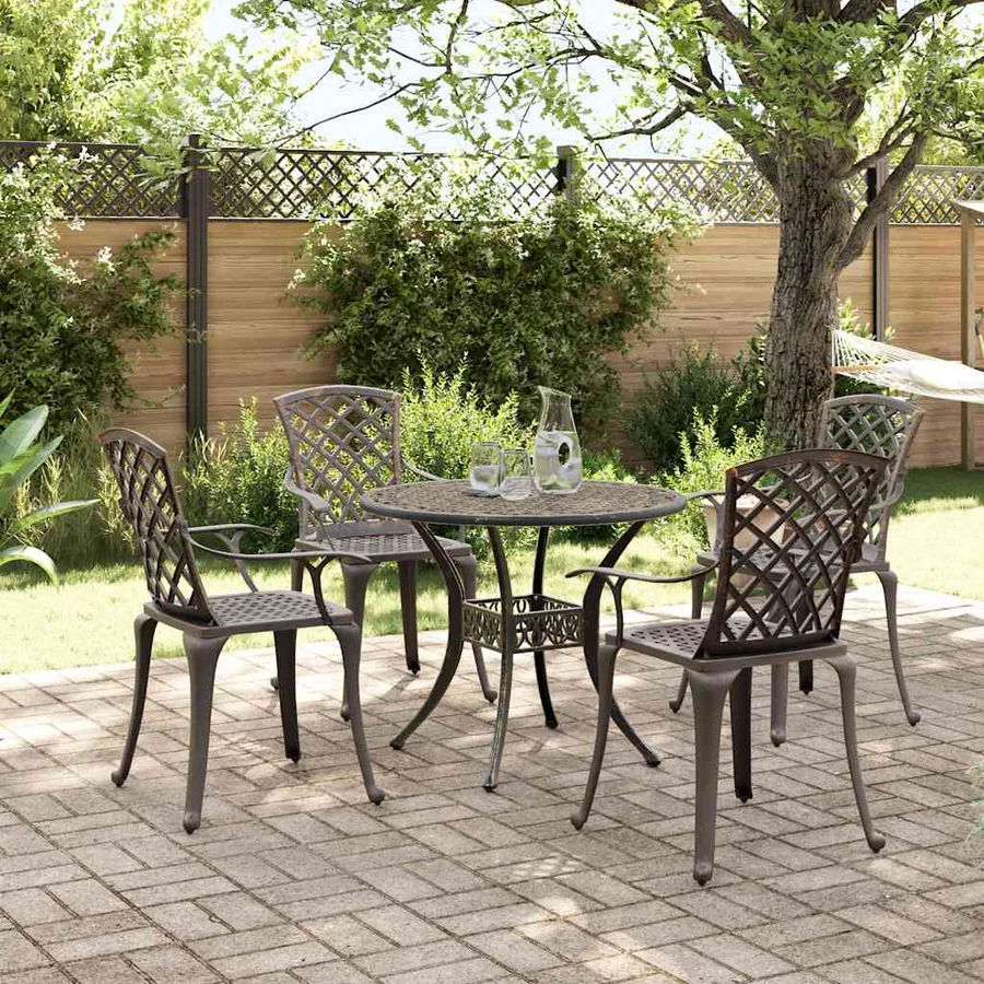 Ensemble manger de jardin 5 pcs bronze aluminium coulé - 2