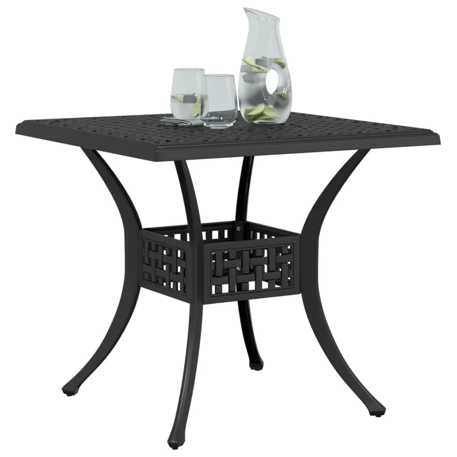 Table de jardin noir 80x80x75 cm aluminium coulé - 4