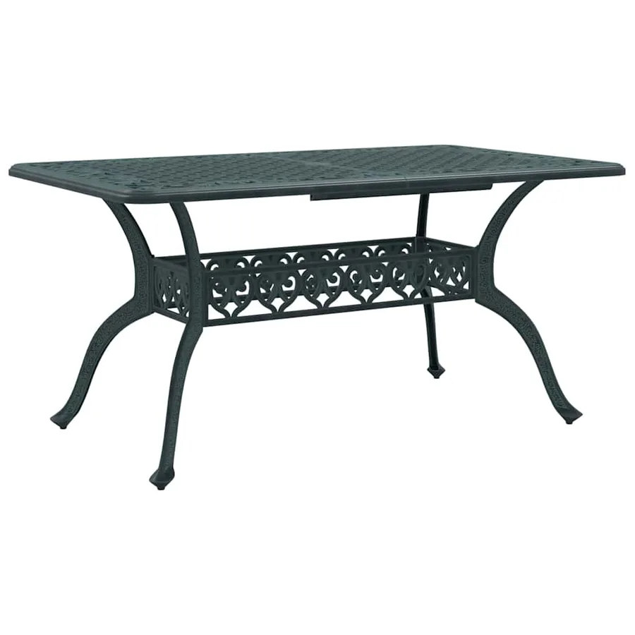 Table de jardin vert 150x90x72 cm aluminium coulé - 2
