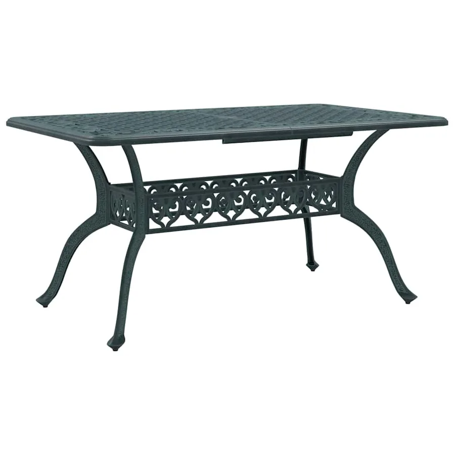 Table de jardin vert 150x90x72 cm aluminium coulé - 7