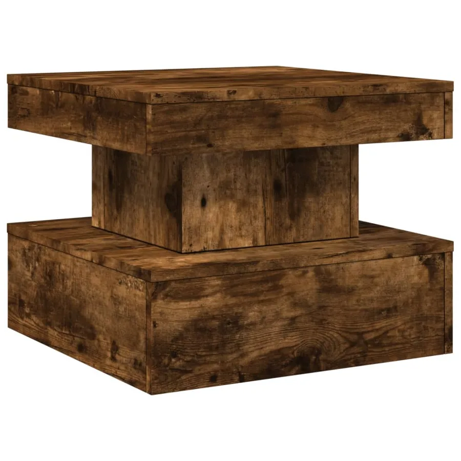 Table basse avec lumières LED chêne fumé 50x50x40 cm - 3