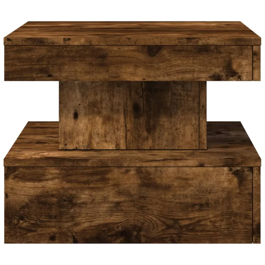 Table basse avec lumières LED chêne fumé 50x50x40 cm - 7