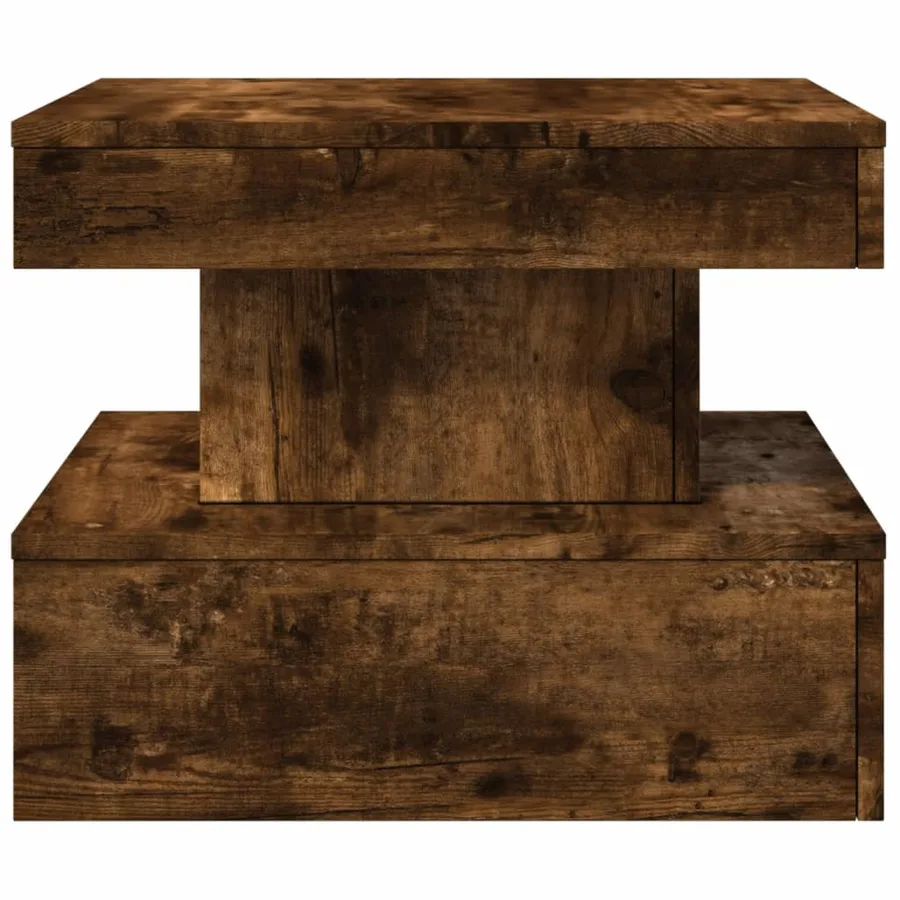 Table basse avec lumières LED chêne fumé 50x50x40 cm - 8