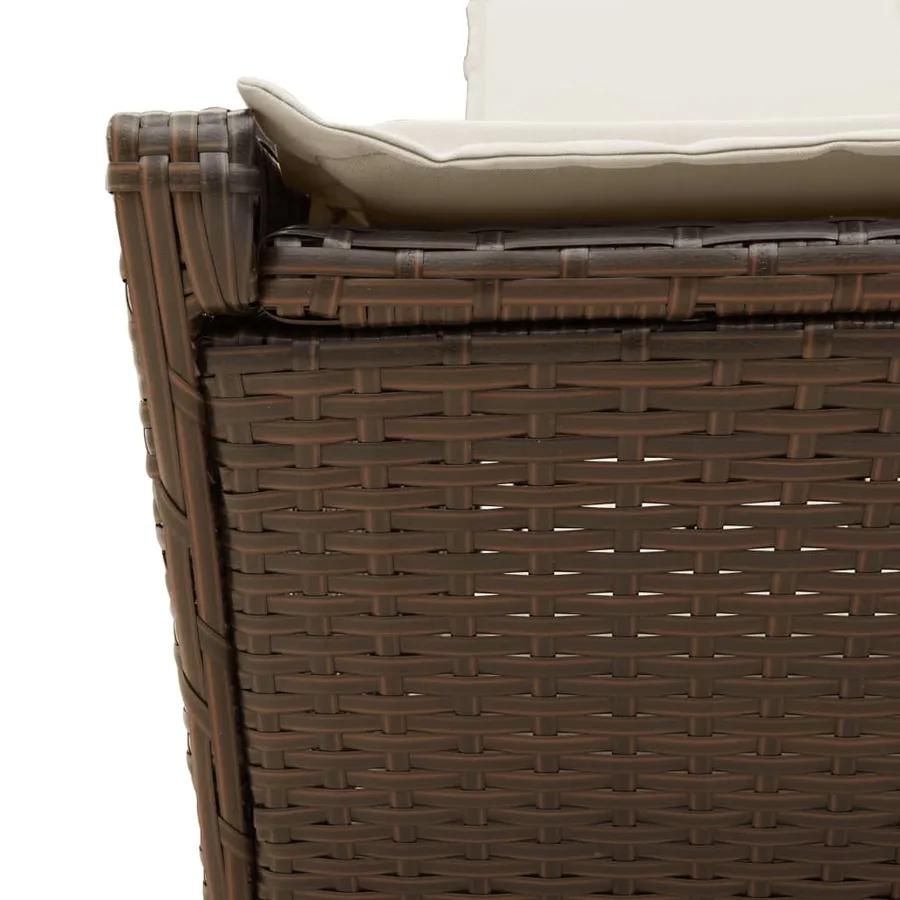 Chaise longue double avec coussins marron résine tressée - 9
