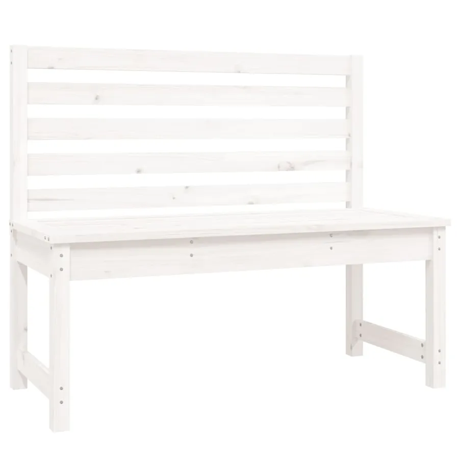 Banc de jardin blanc 109 cm bois massif de pin - 2