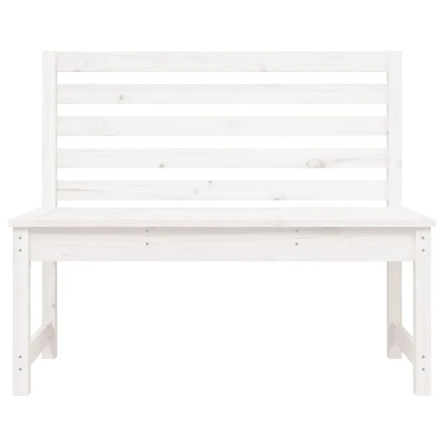 Banc de jardin blanc 109 cm bois massif de pin - 4