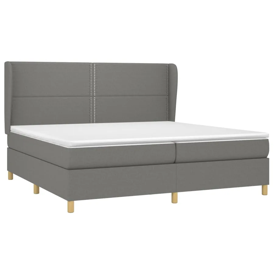 Sommier à lattes de lit avec matelas Gris foncé 200x200cm Tissu - 3