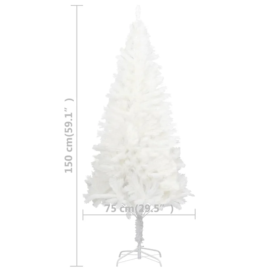 Arbre de Noël artificiel pré-éclairé et boules blanc 150 cm - 10