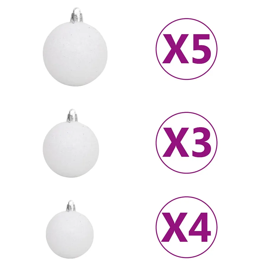 Arbre de Noël artificiel pré-éclairé et boules blanc 150 cm - 6