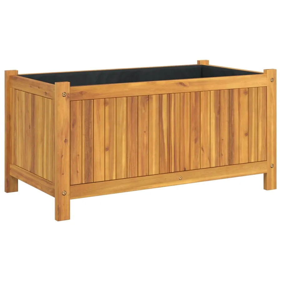 Jardinière avec doublure 80x42x40 cm bois massif d'acacia - 2