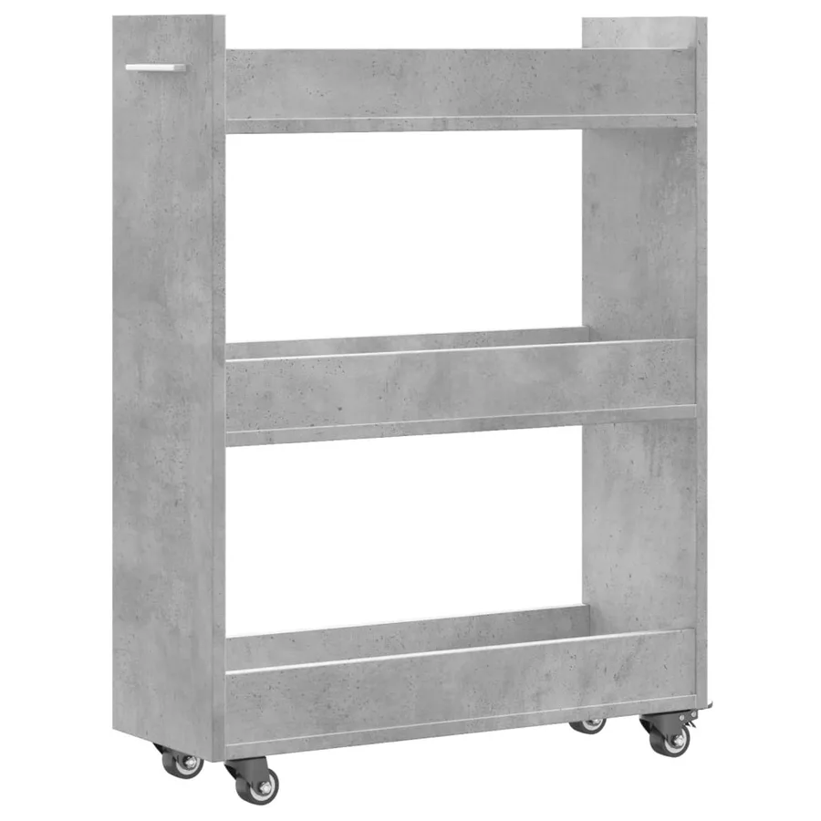 Armoire avec roues gris béton 60x22x79 cm bois d'ingénierie - 7