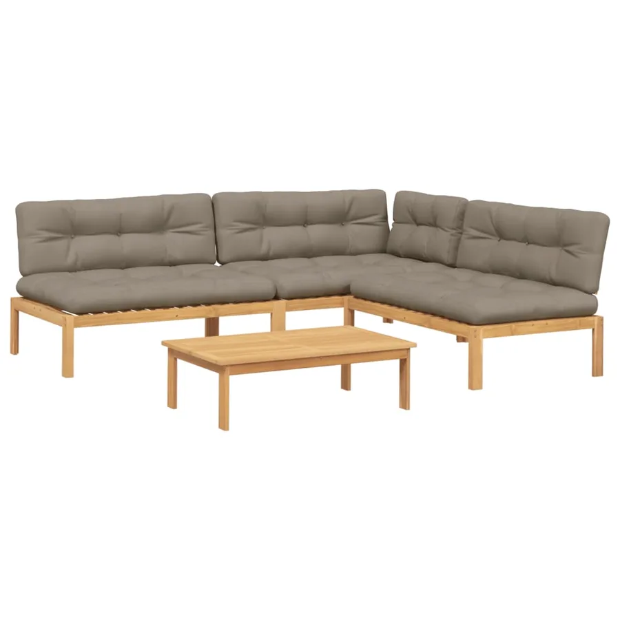 Salon palette de jardin avec coussins 4pcs bois d'acacia massif - 2