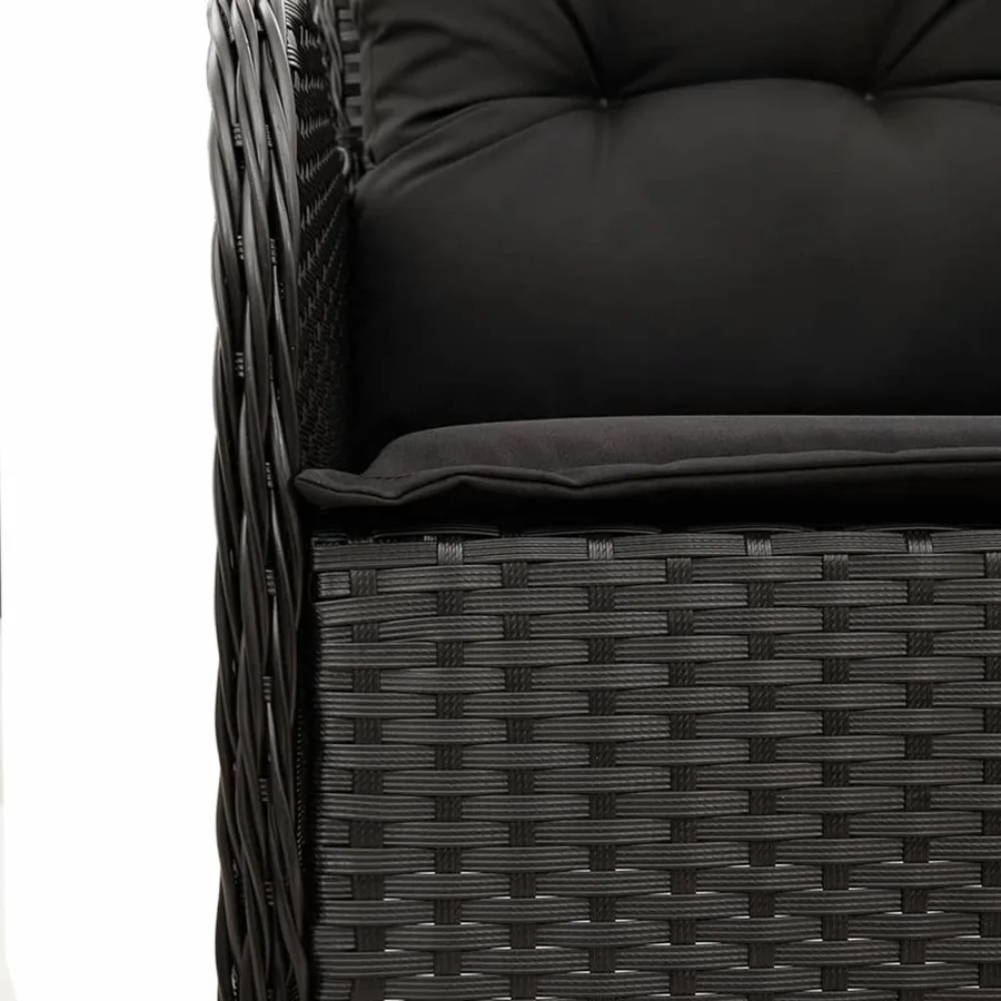 Ensemble à manger de jardin 9pcs coussins noir résine tressée - 5