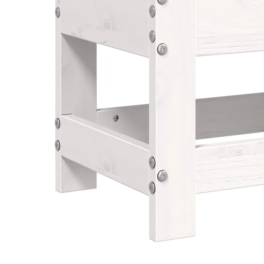 Repose-pied de jardin blanc 62x30x32 cm bois de pin massif - 7