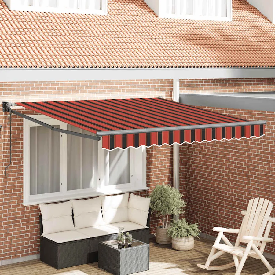 Auvent rétractable automatique orange et marron 3x2,5 m
