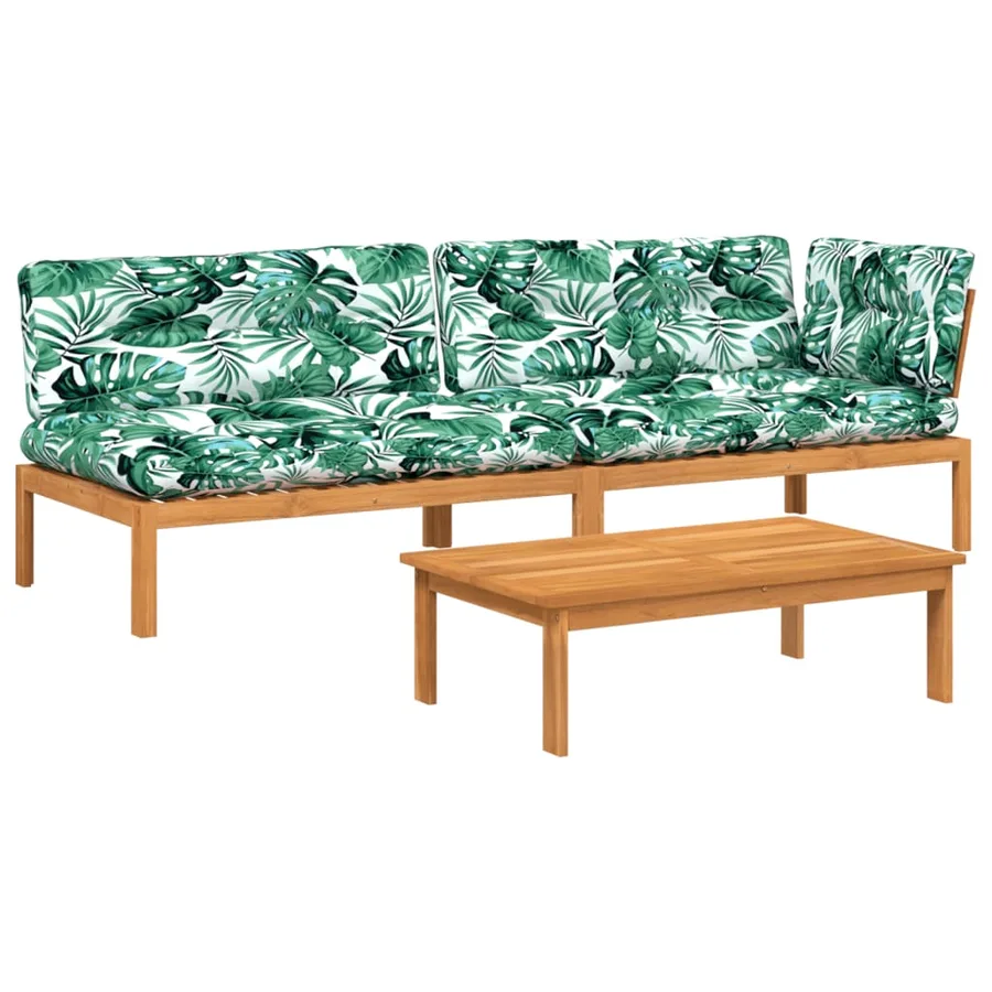 Salon palette de jardin avec coussins 3pcs bois d'acacia massif - 2