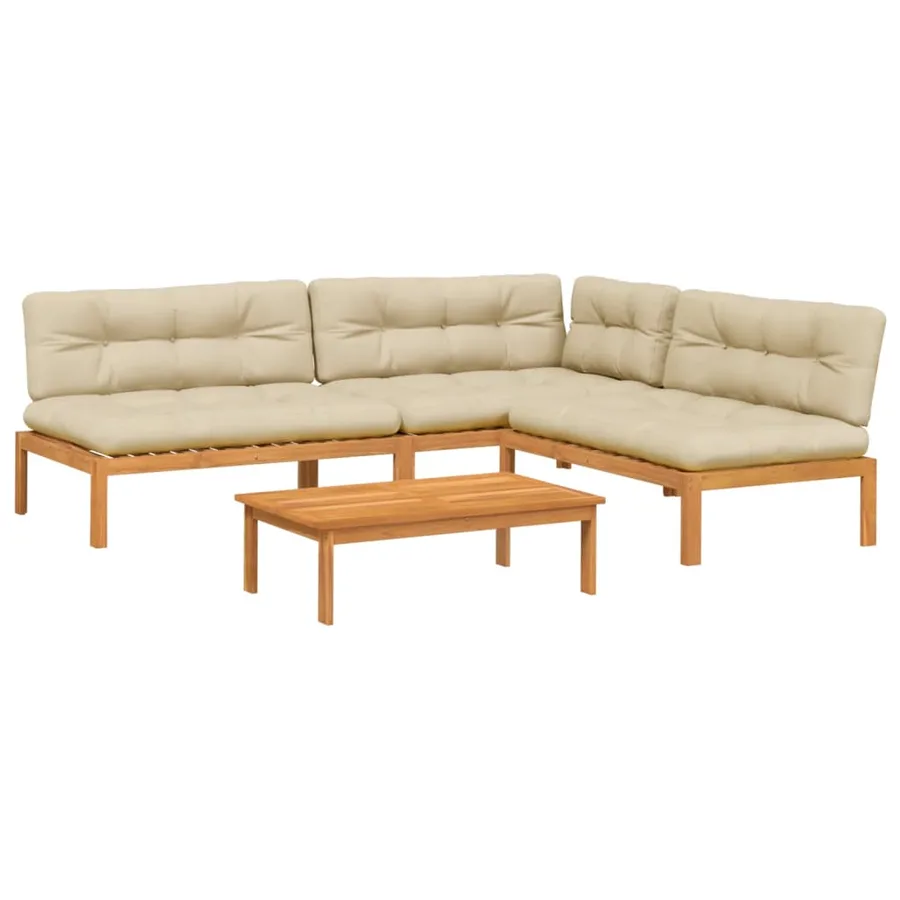 Salon palette de jardin avec coussins 4pcs bois d'acacia massif - 2