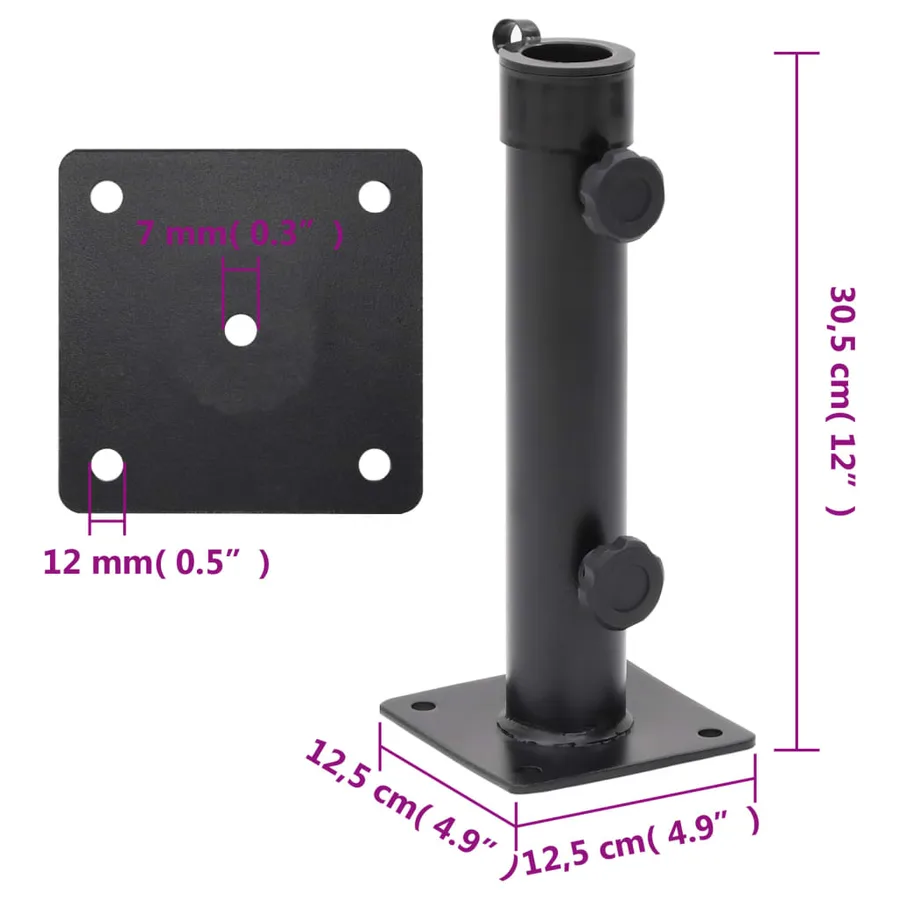 Base de parasol pour mât Ø38/48 mm noir mat acier - 7