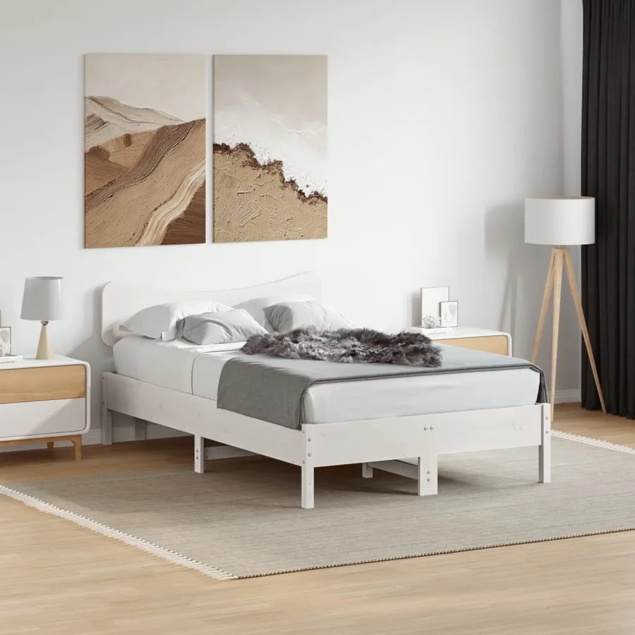 Tête de lit blanc 120 cm bois massif de pin - 3