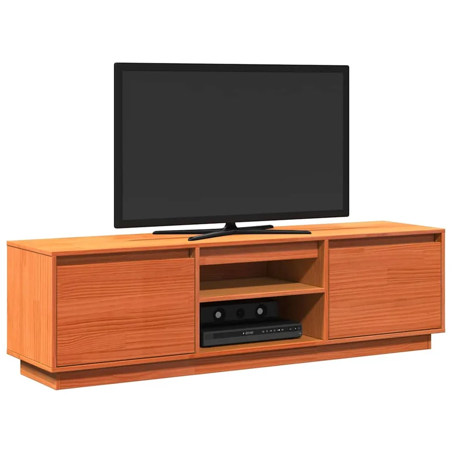 Meuble TV cire marron 140x35x40 cm bois pin massif - 4