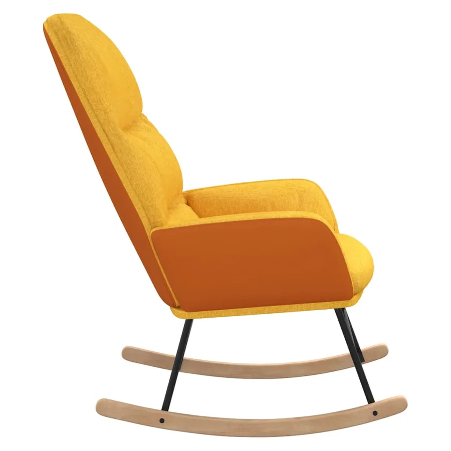 Chaise à bascule Jaune moutarde Tissu - 4