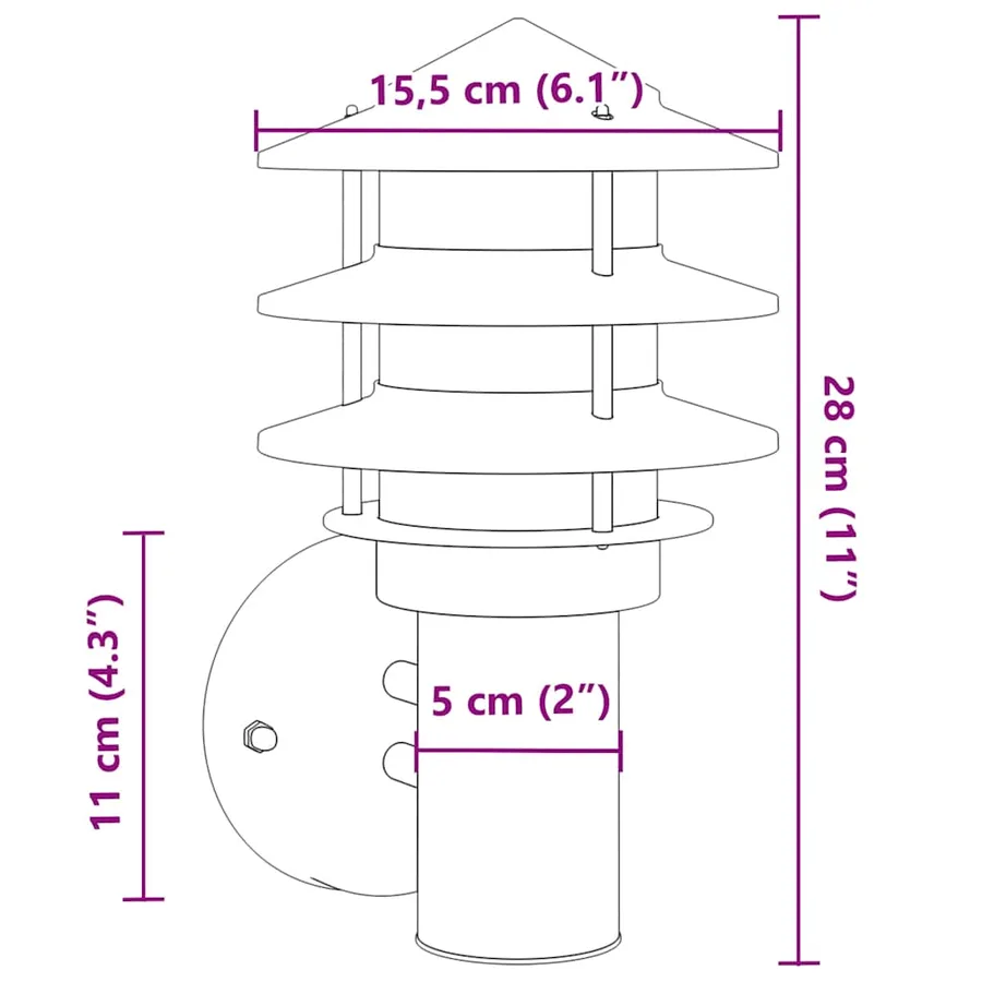 Applique murale d'extérieur argenté acier inoxydable - 7