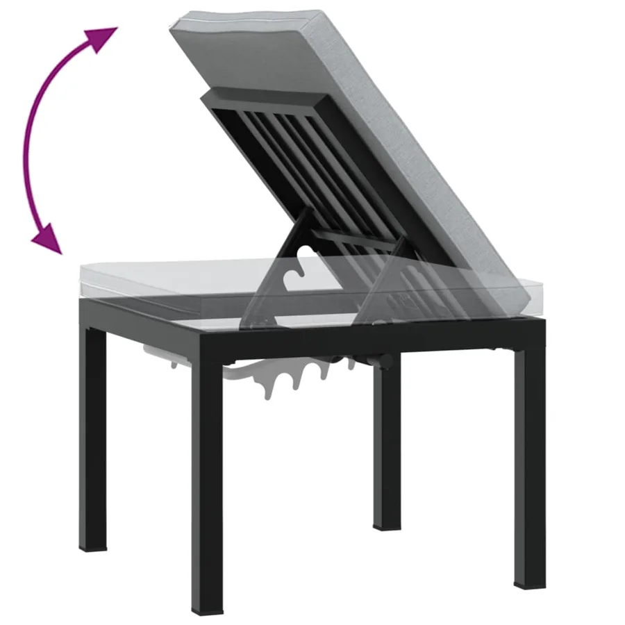 Salon de jardin avec coussins 4 pcs noir acier enduit de poudre - 6