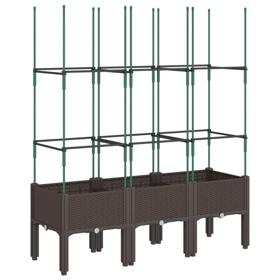 Jardinière avec treillis marron 120x40x142,5 cm PP - 2