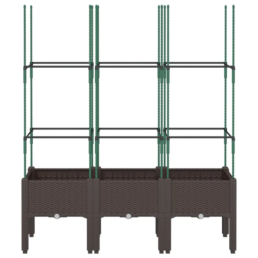 Jardinière avec treillis marron 120x40x142,5 cm PP - 3