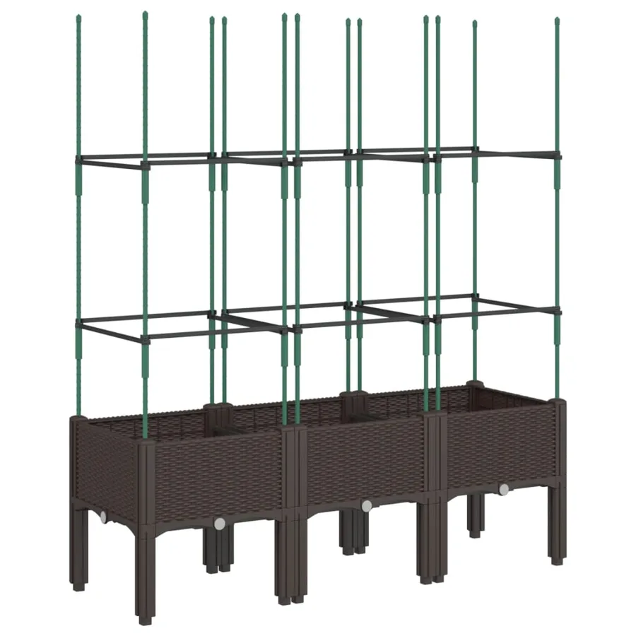Jardinière avec treillis marron 120x40x142,5 cm PP - 5