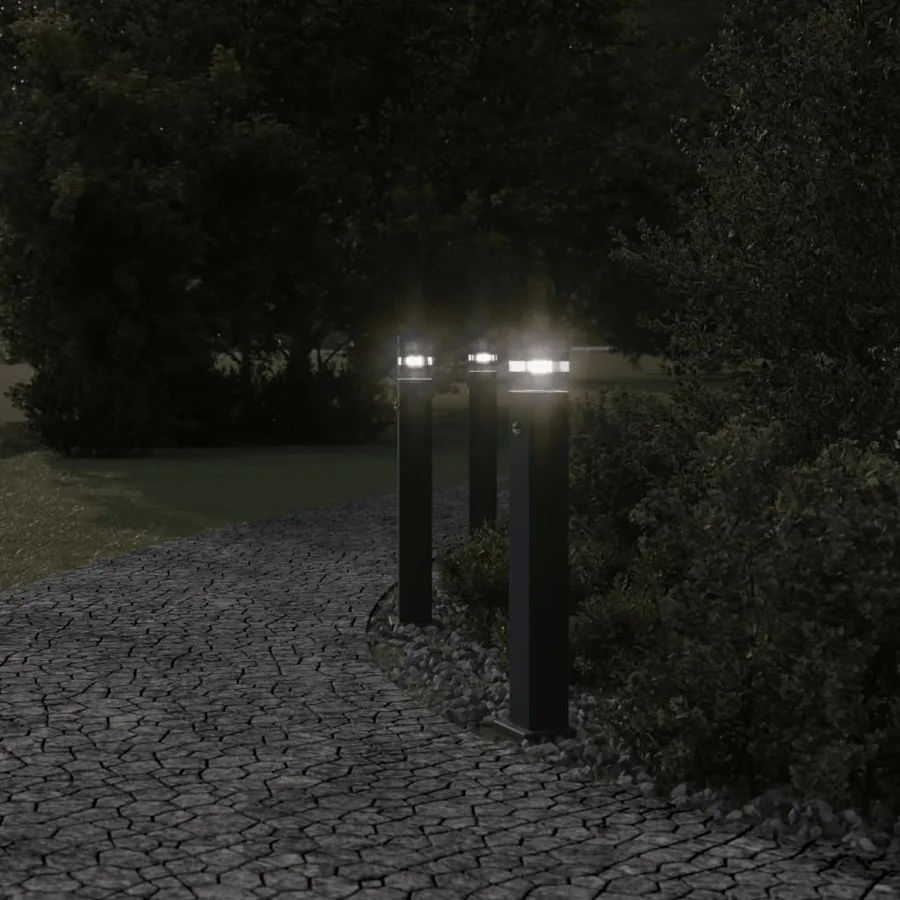 Lampadaire d'extérieur avec capteur noir 80 cm aluminium - 3