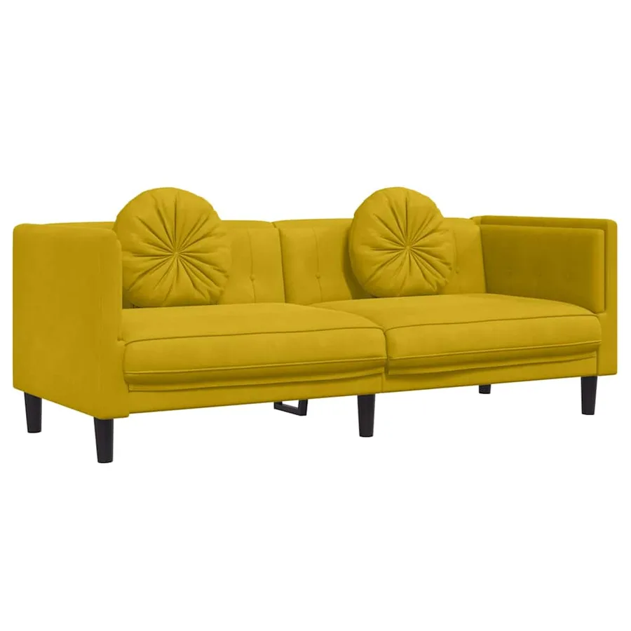 Ensemble de canapés 3 pcs avec coussins jaune velours - 6