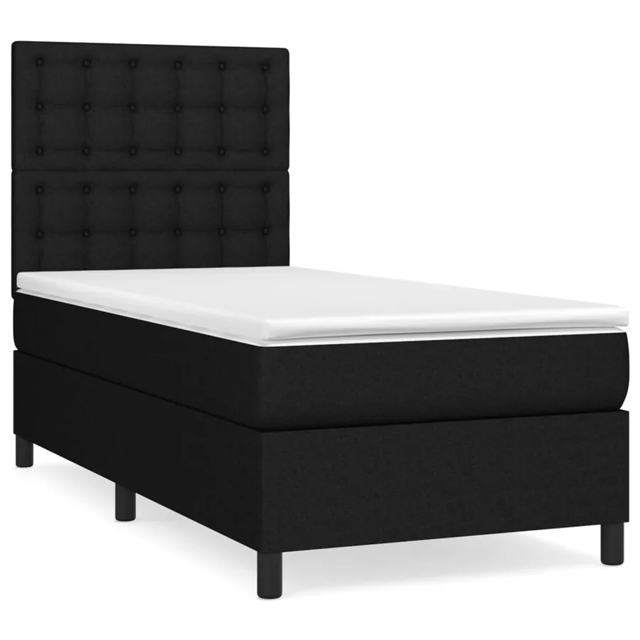Sommier à lattes de lit et matelas Noir 80x200 cm Tissu - 2