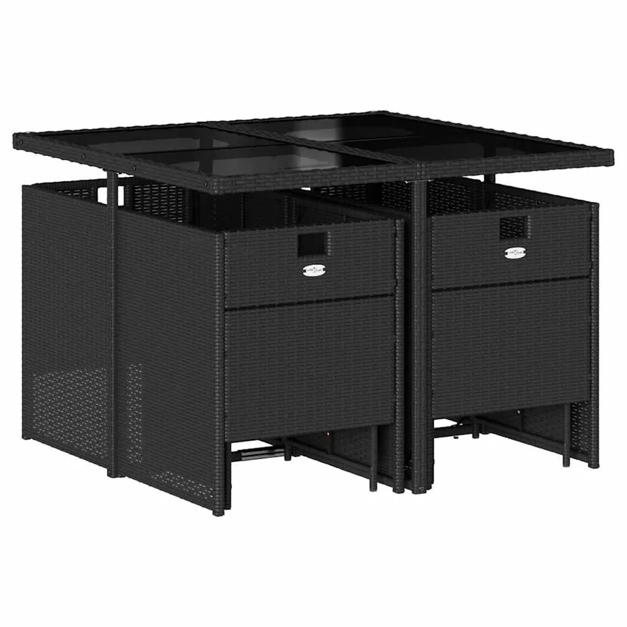 Ensemble à manger jardin 9pcs et coussins noir résine tressée - 3