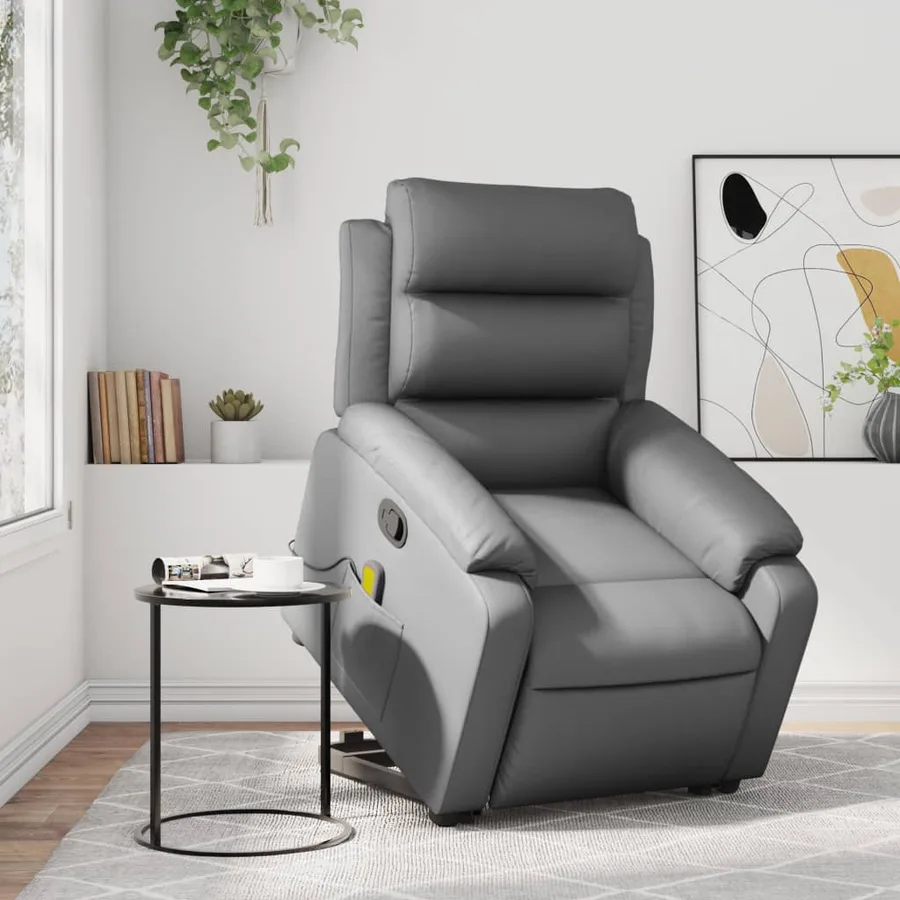 Fauteuil inclinable de massage Gris Similicuir - 15