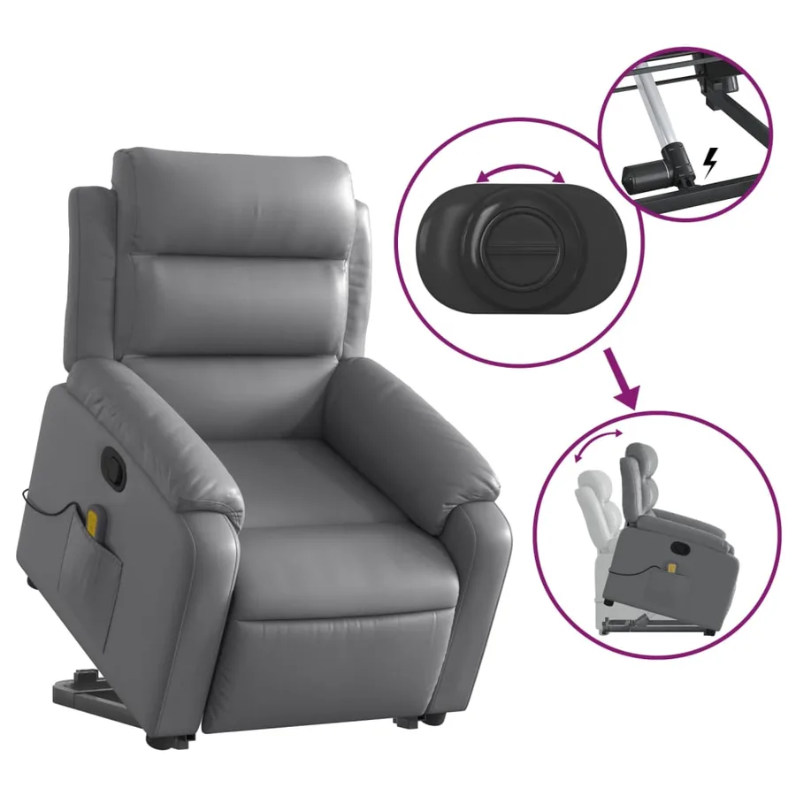 Fauteuil inclinable de massage Gris Similicuir - 6