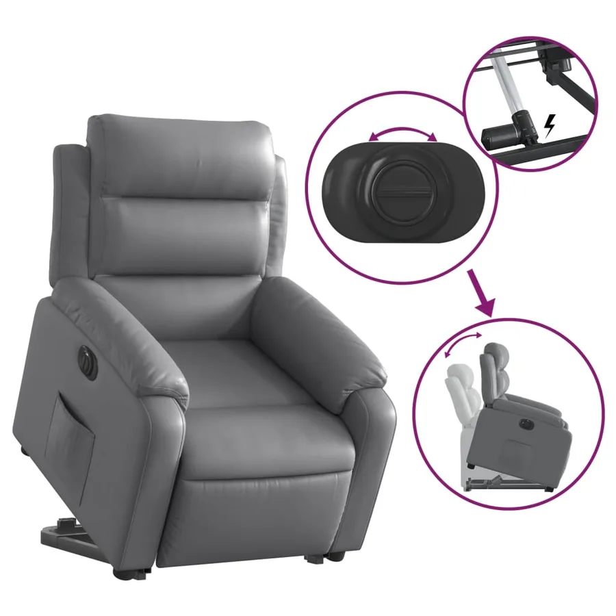 Fauteuil inclinable électrique gris similicuir - 11