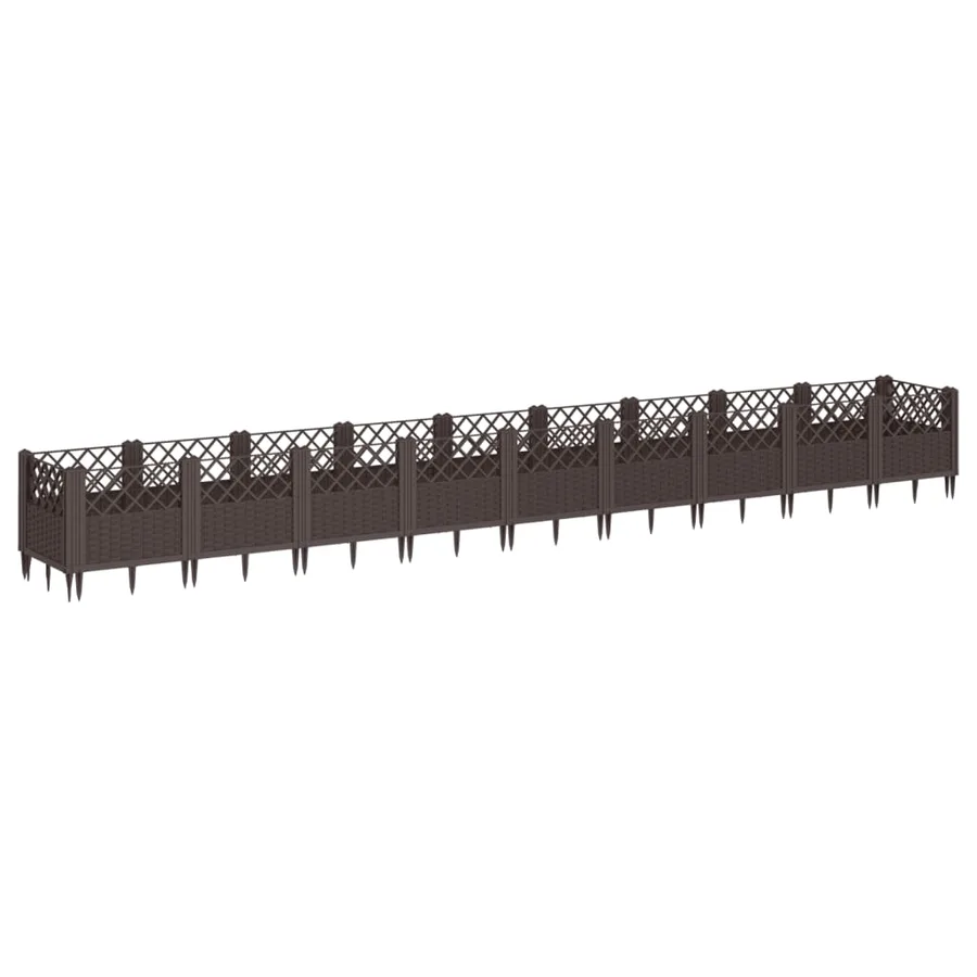 Jardinière avec piquets marron 363,5x43,5x43,5 cm PP - 2