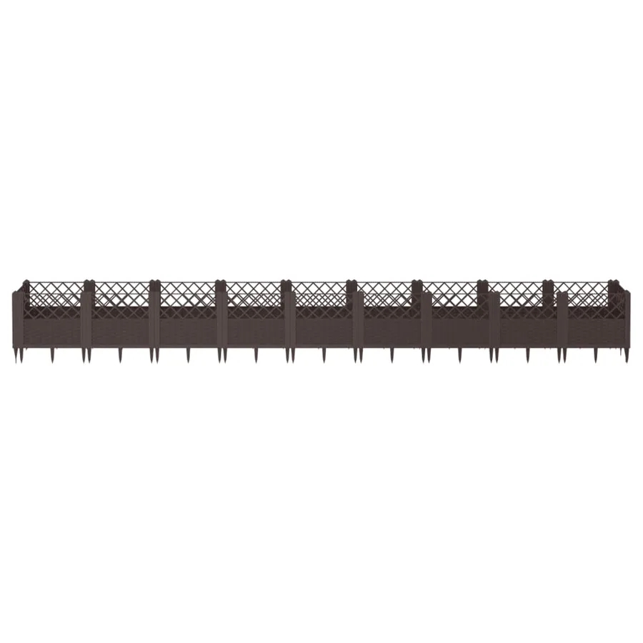 Jardinière avec piquets marron 363,5x43,5x43,5 cm PP - 3