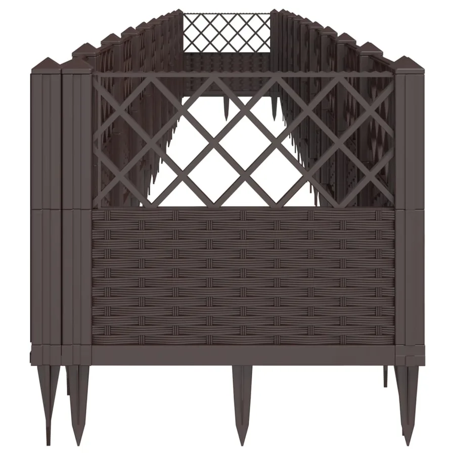 Jardinière avec piquets marron 363,5x43,5x43,5 cm PP - 4